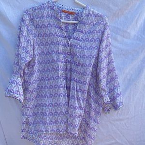 Oliphant Women's Tunic White, Pink, Blue, Gray Print M